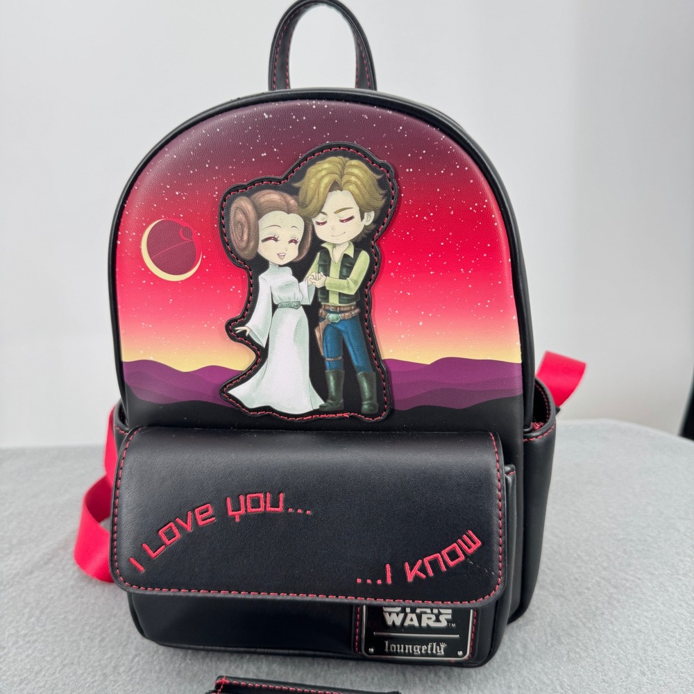 Loungefly Star Wars Han Solo Princess Leia I Love You I Know Mini Backpack Set - Picture 7 of 12